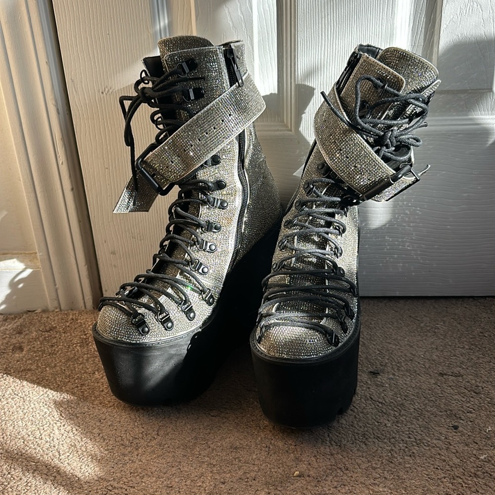 Club Exx Platform Chrystal Studded Boots